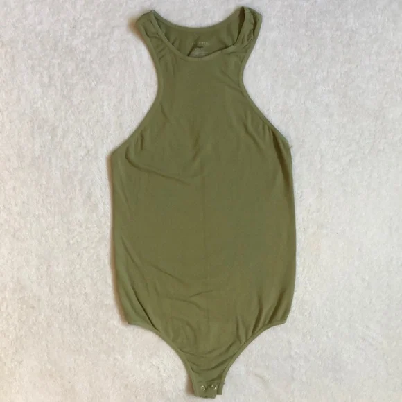 Free People Intimately Sage Green Stretch High Neck Bodysuit - Picture 1 of 4